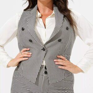 TORRID Studio Ponte Buttoned Tailored Suit Vest- Houndstooth Size 3